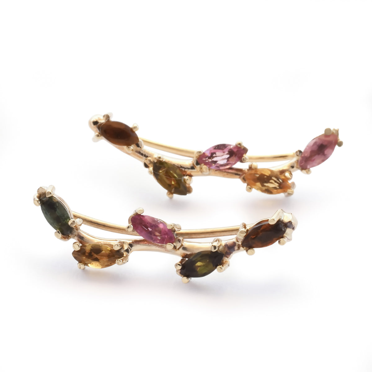 EG2224 Colorful Tourmaline ear climber earrings