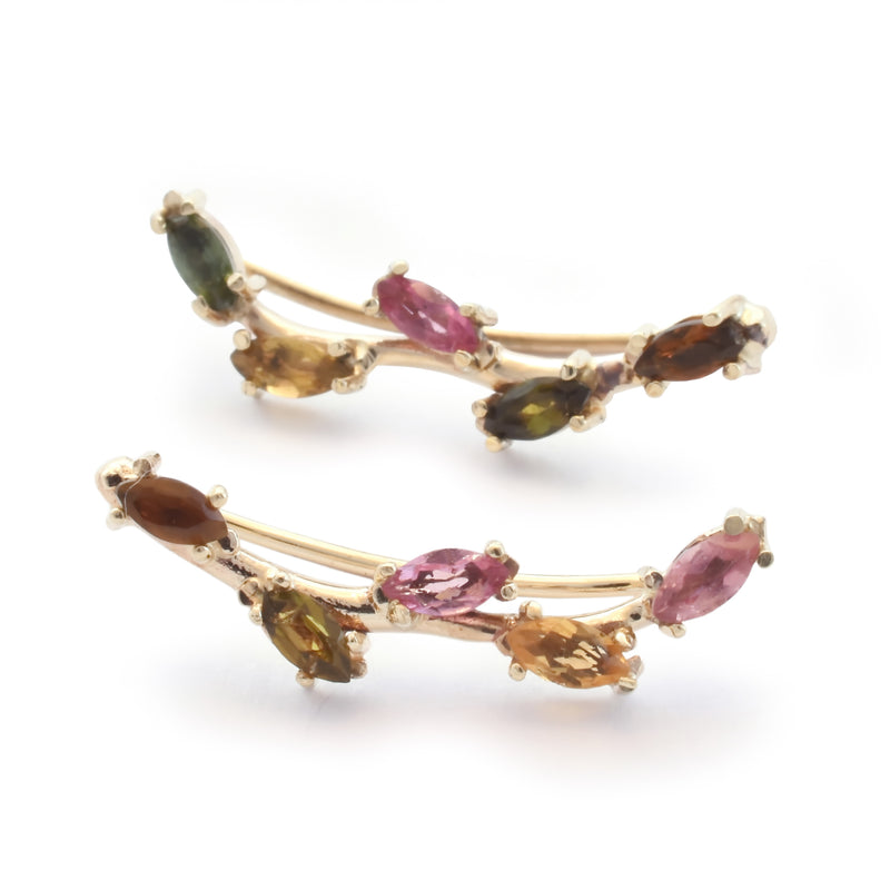 EG2224 Colorful Tourmaline ear climber earrings