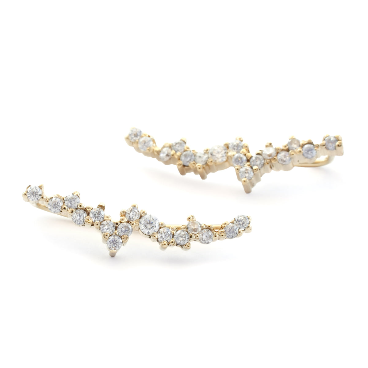 EG2225 Diamonds Gold Ear Climbers