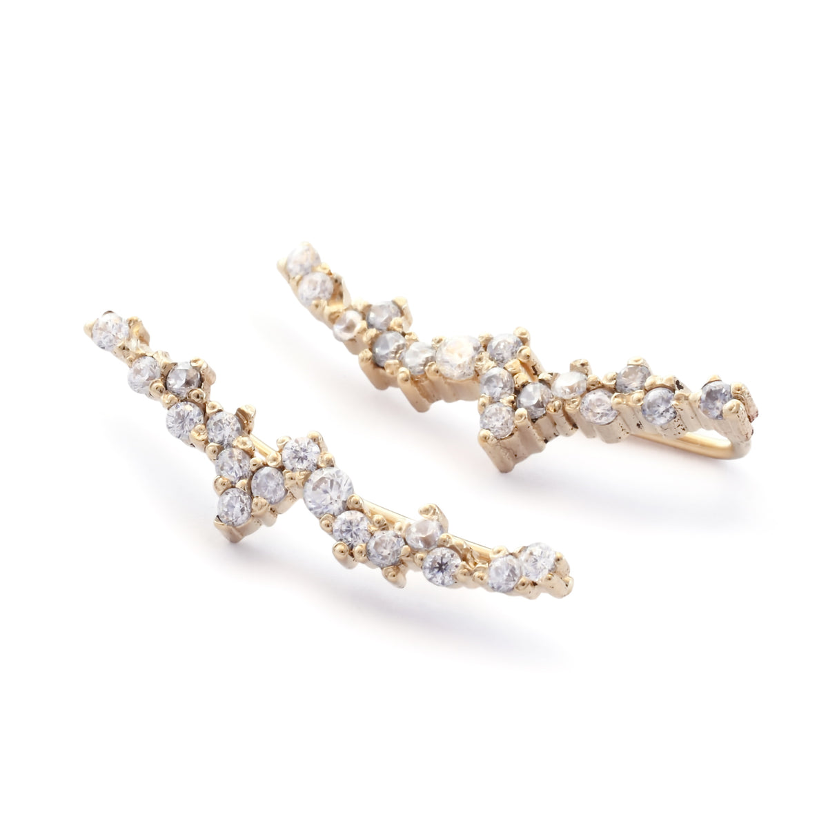 EG2225 Diamonds Gold Ear Climbers