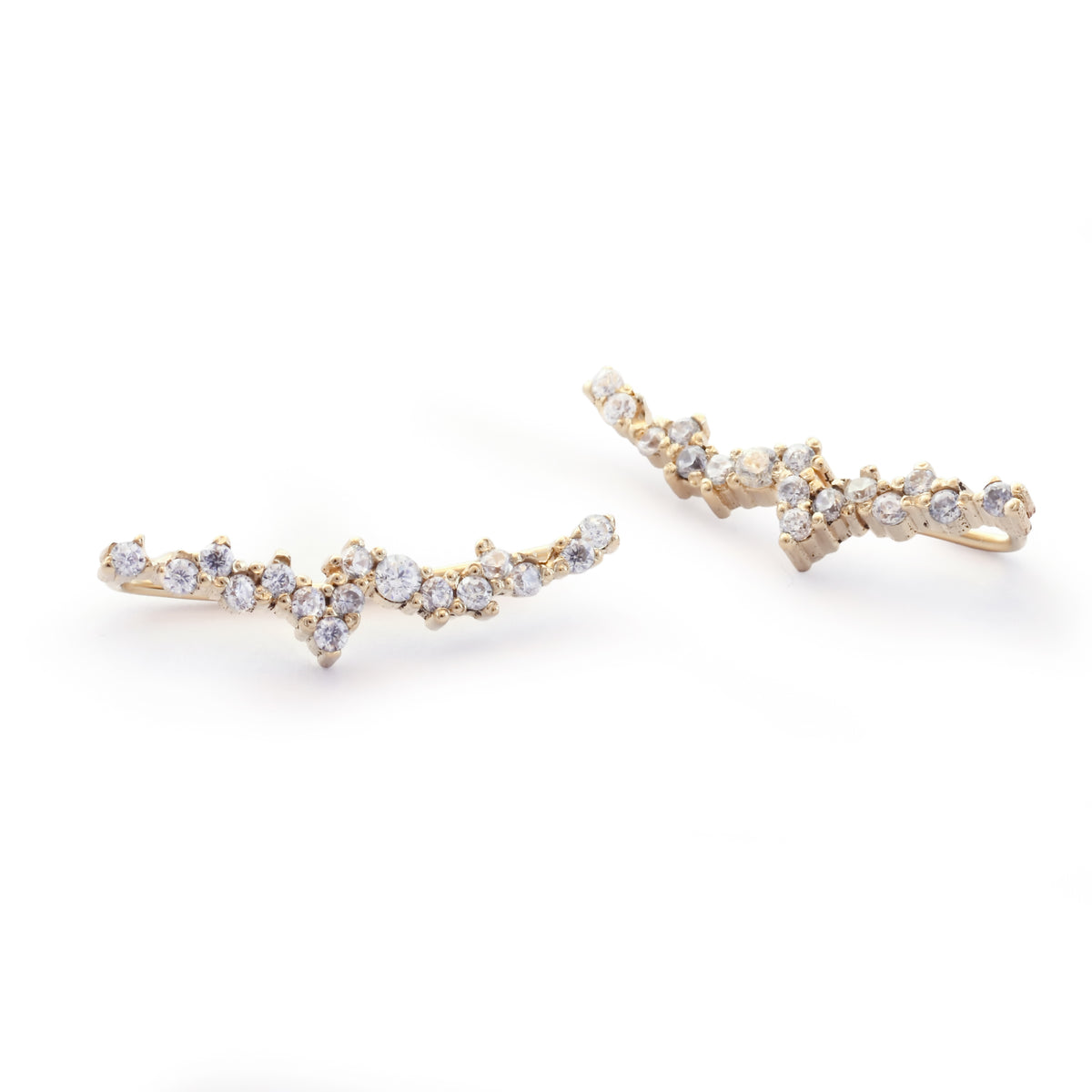 EG2225 Diamonds Gold Ear Climbers