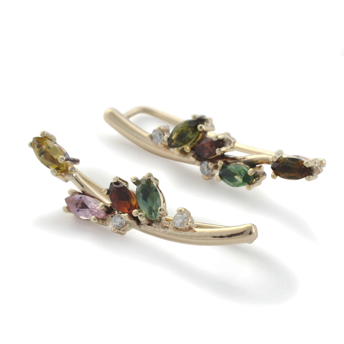 EG2227 Colorful gemstones climber earrings