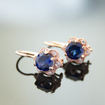 EG2228-1 Rose Gold Flower Earrings with Sapphire