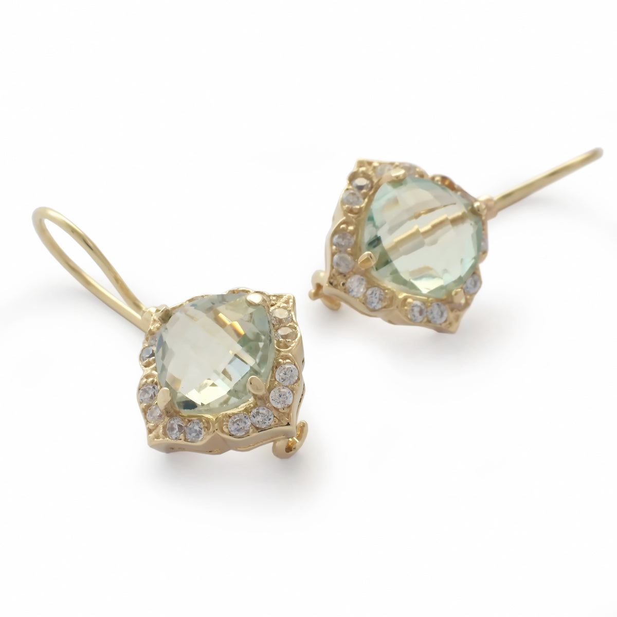 RG1855 Gold and Green Amethyst Flower ring