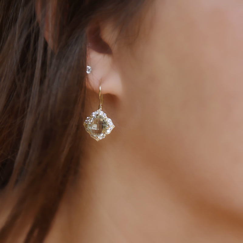 EG2229 Green Amethyst and Clear Zircons glamorous earrings