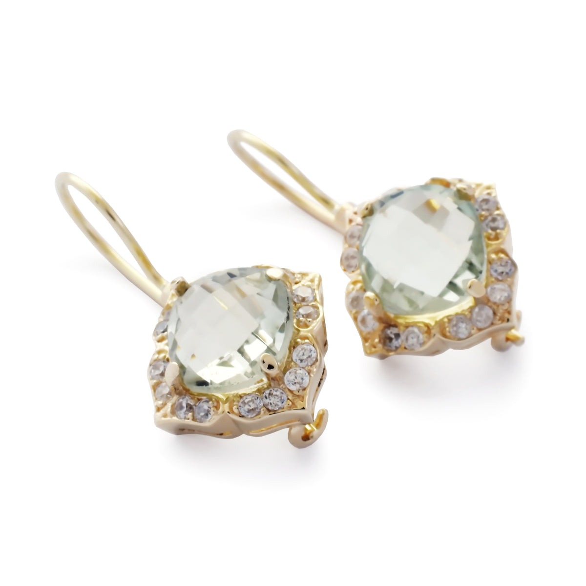 EG2229 Green Amethyst and Clear Zircons glamorous earrings