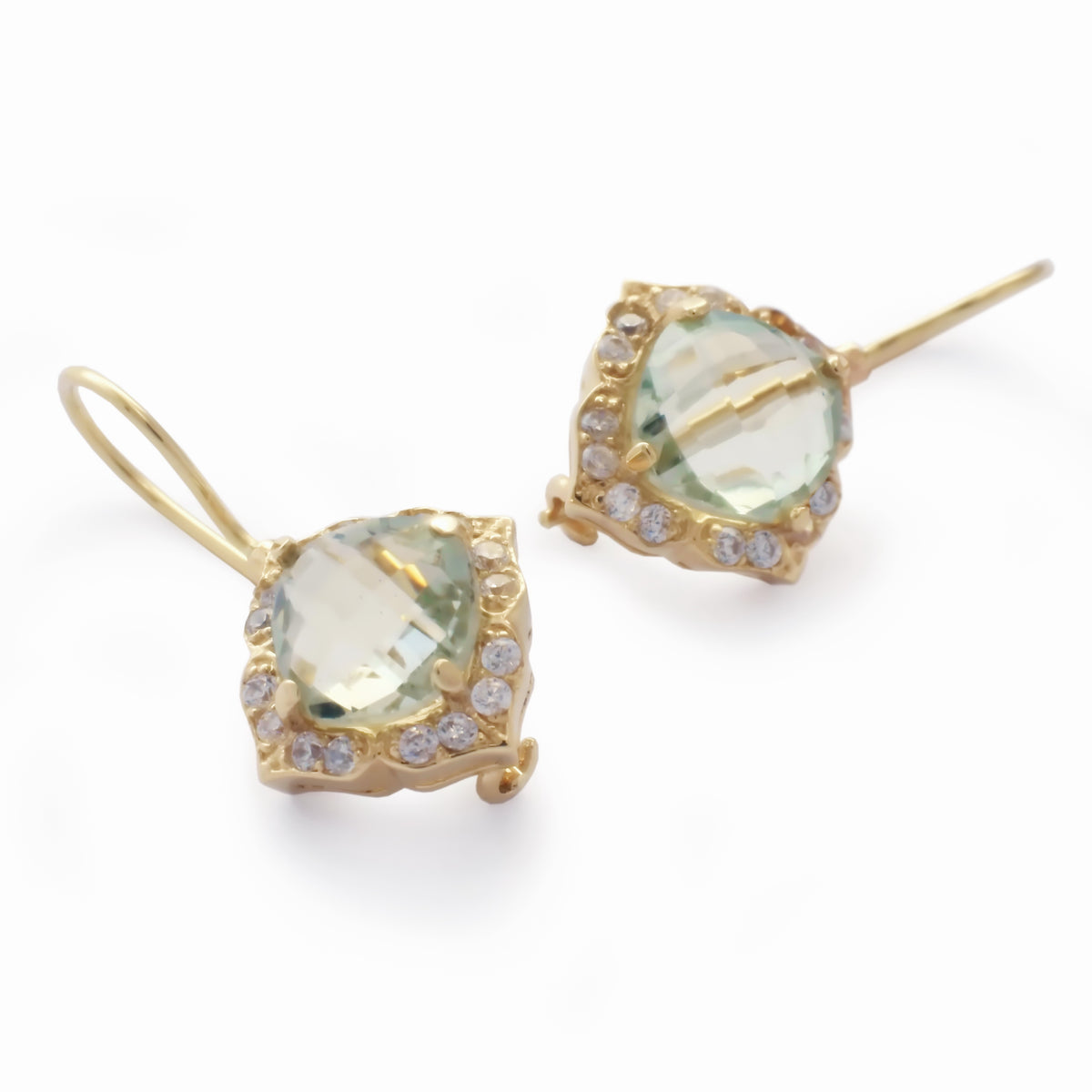 EG2229 Green Amethyst and Clear Zircons glamorous earrings