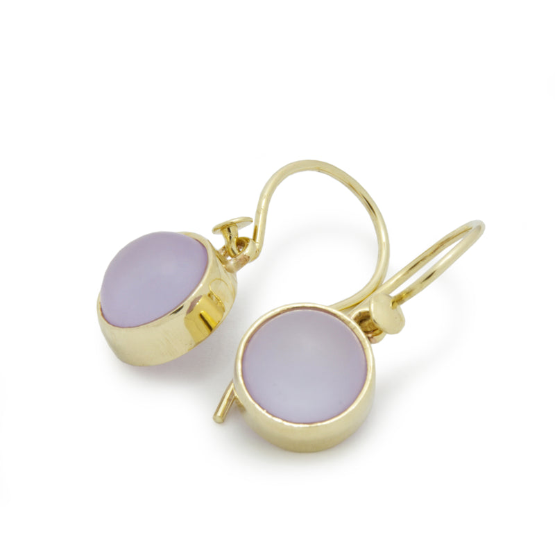 EG2234-1 Round Gold Drop earrings with Purple Quartz