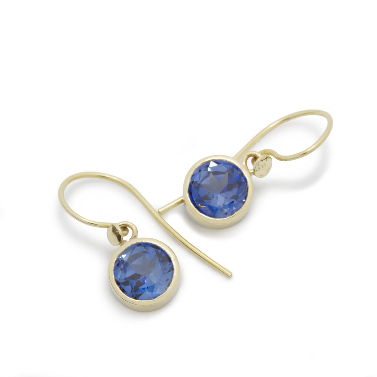 EG2234-2 Gold Dangle Earrings with Blue Quartz