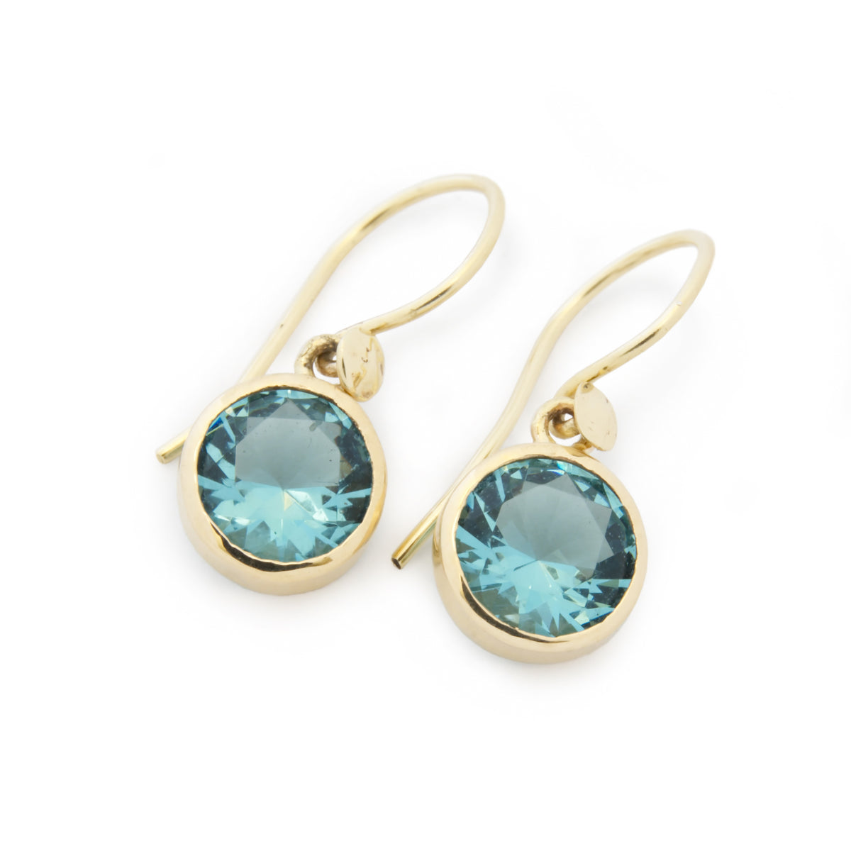 EG2234 Round Blue Topaz Dangle Earrings