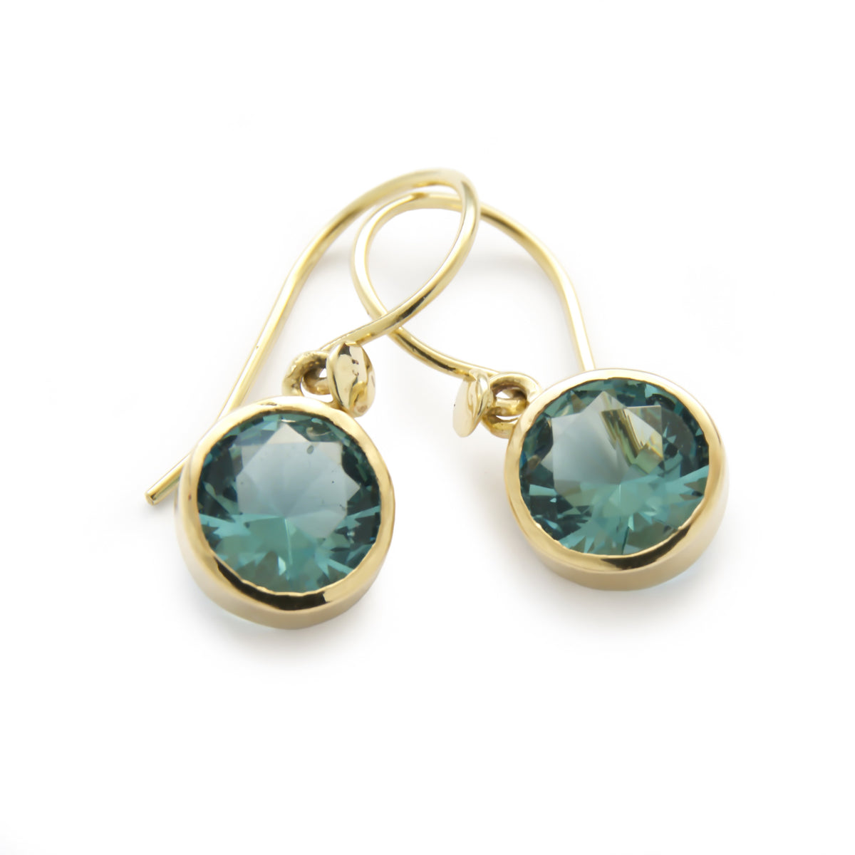 EG2234 Round Blue Topaz Dangle Earrings