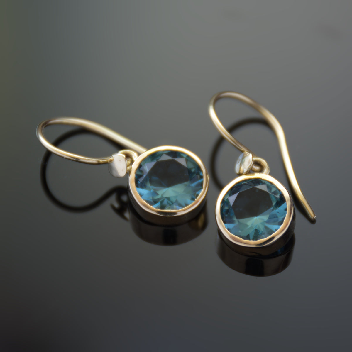 EG2234 Round Blue Topaz Dangle Earrings