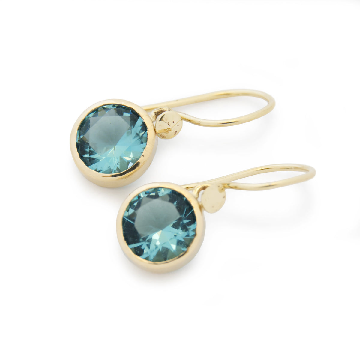 EG2234 Round Blue Topaz Dangle Earrings