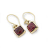 EG2235 Square Gold earrings with Red Garnet
