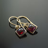 EG2235 Square Gold earrings with Red Garnet