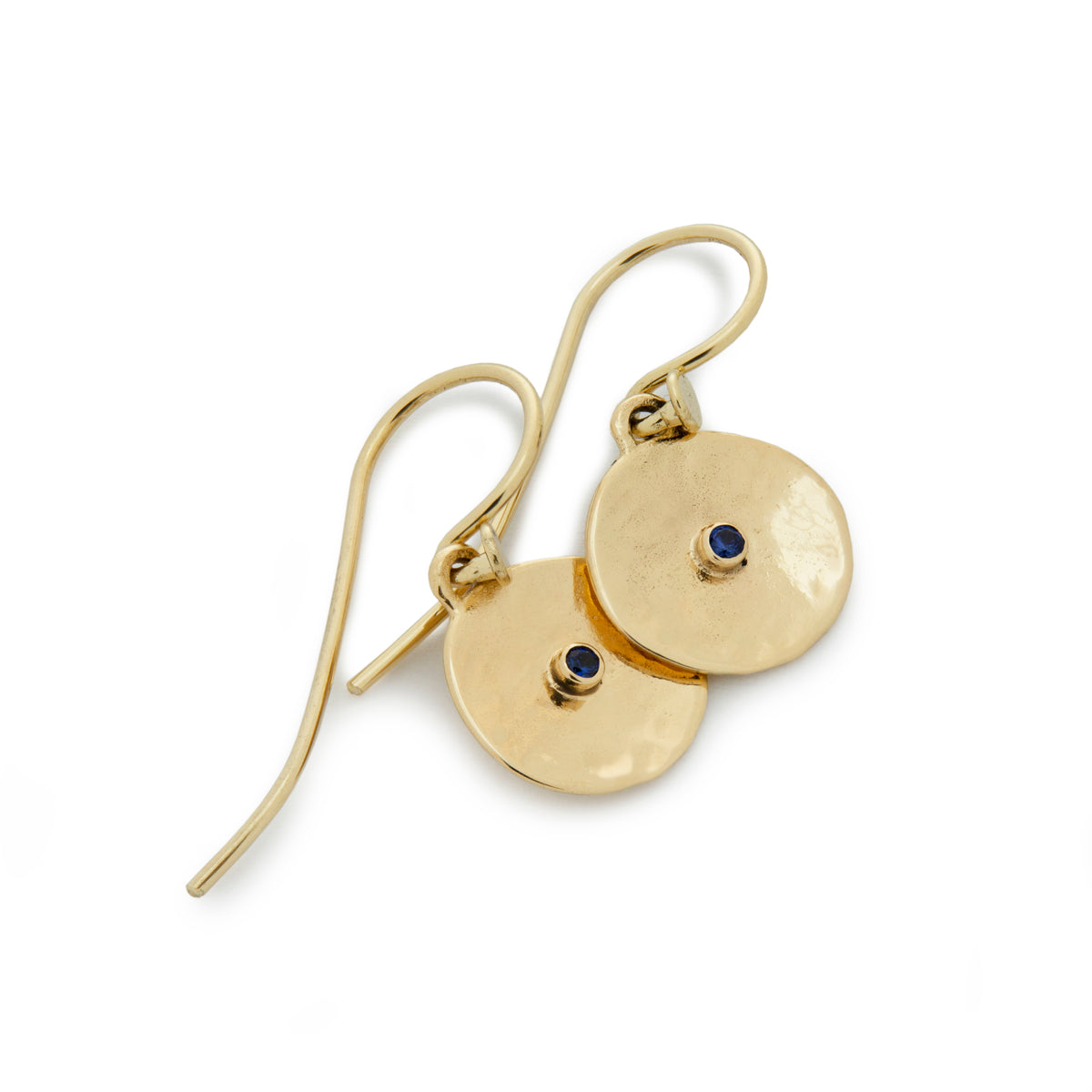 EG2238A Round Gold Earrings with Blue Sapphire