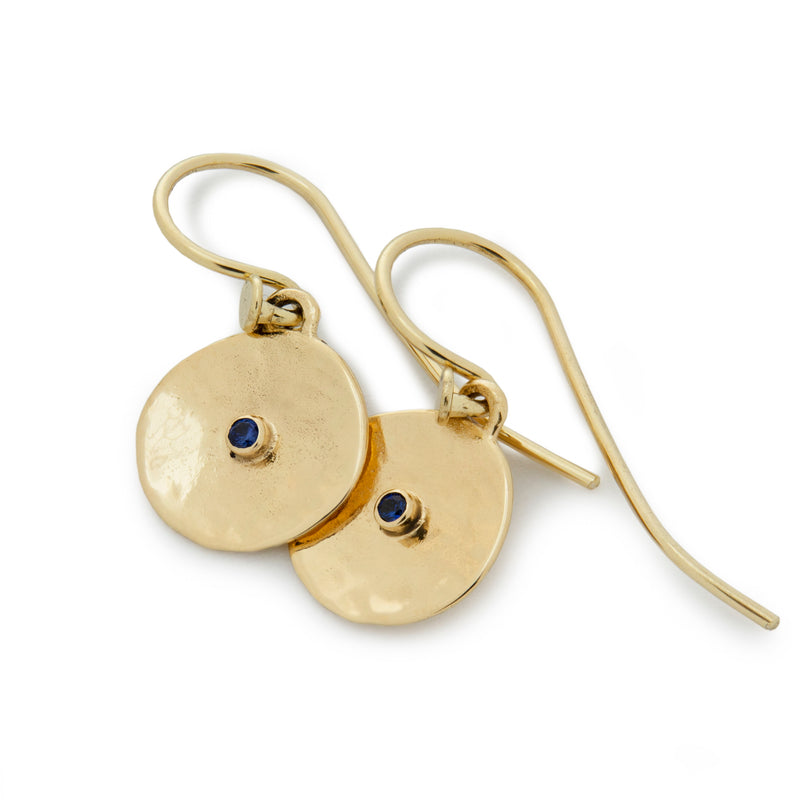 EG2238A Round Gold Earrings with Blue Sapphire