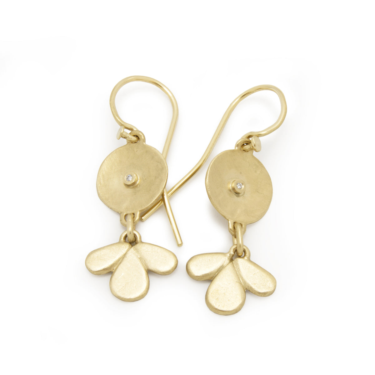 EG2238 Matte Gold Chandelier Earrings with Diamonds