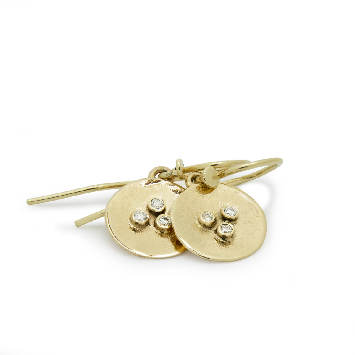 EG2239A Round Gold Earrings with Six Diamonds