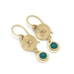 EG2239 Gold Circles Earrings with Turquoise and Diamonds