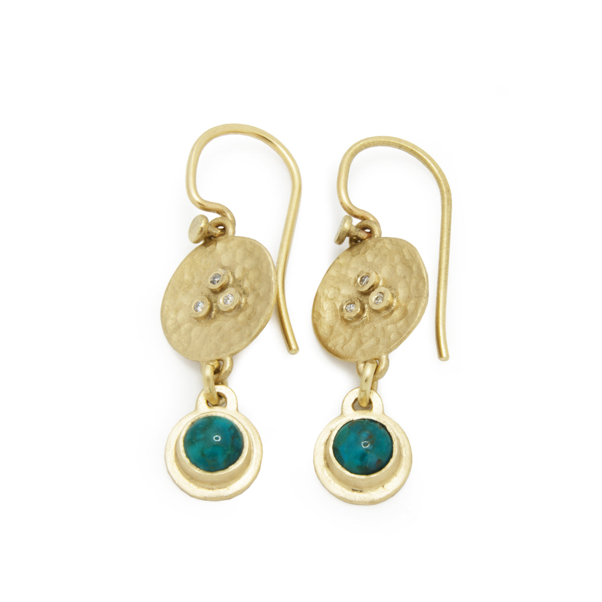 EG2239 Gold Circles Earrings with Turquoise and Diamonds