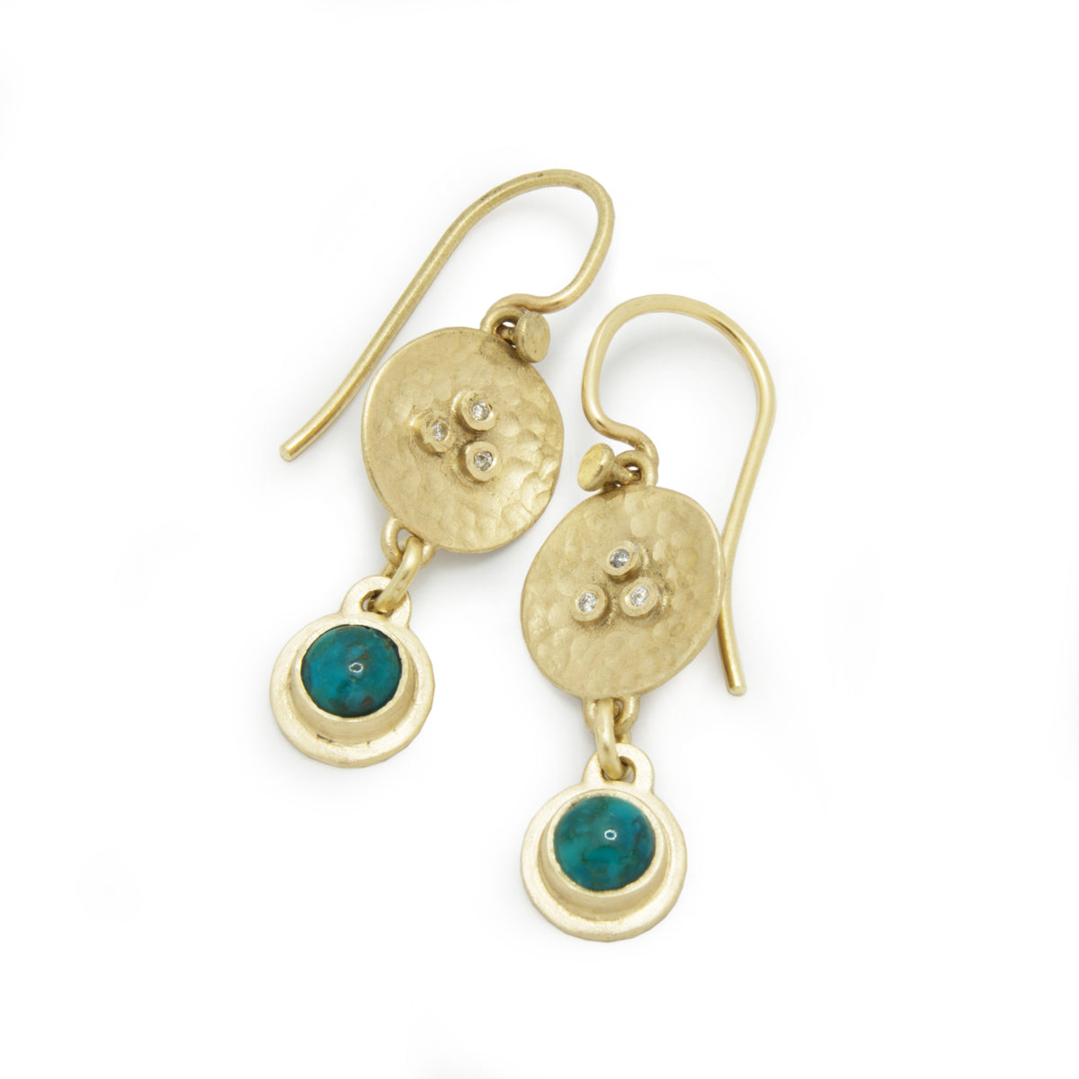 EG2239 Gold Circles Earrings with Turquoise and Diamonds