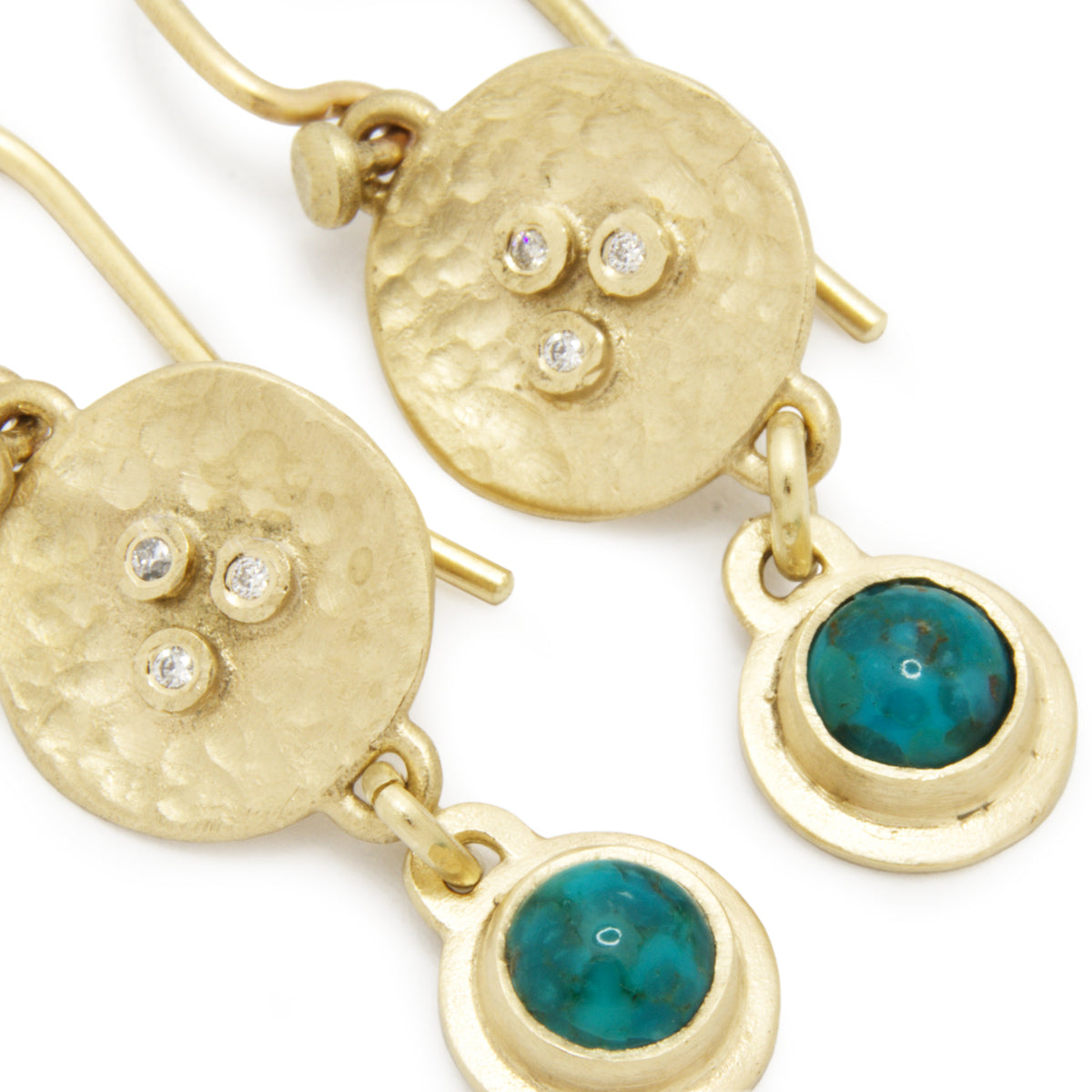 EG2239 Gold Circles Earrings with Turquoise and Diamonds