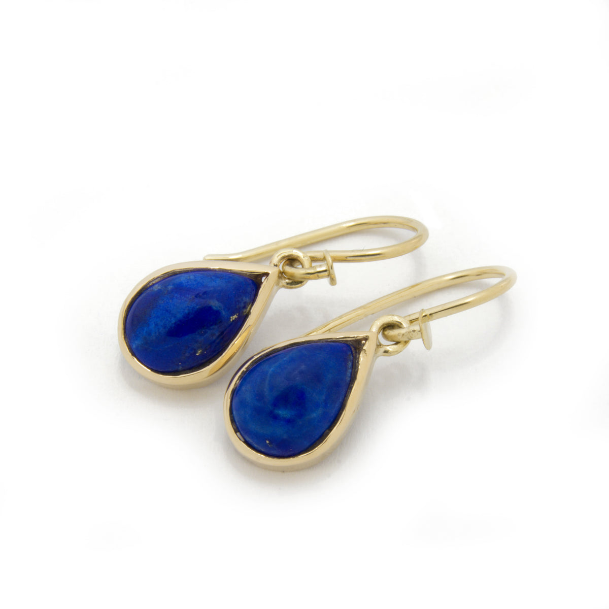 EG2240 Dangle Gold Earrings with Teardrop Lapis Lazuli