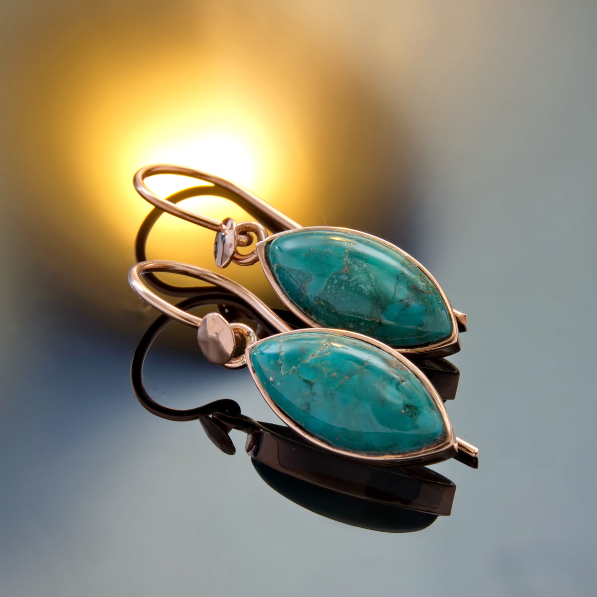 EG2241 Gold Drop Earrings with Marquise Turquoise