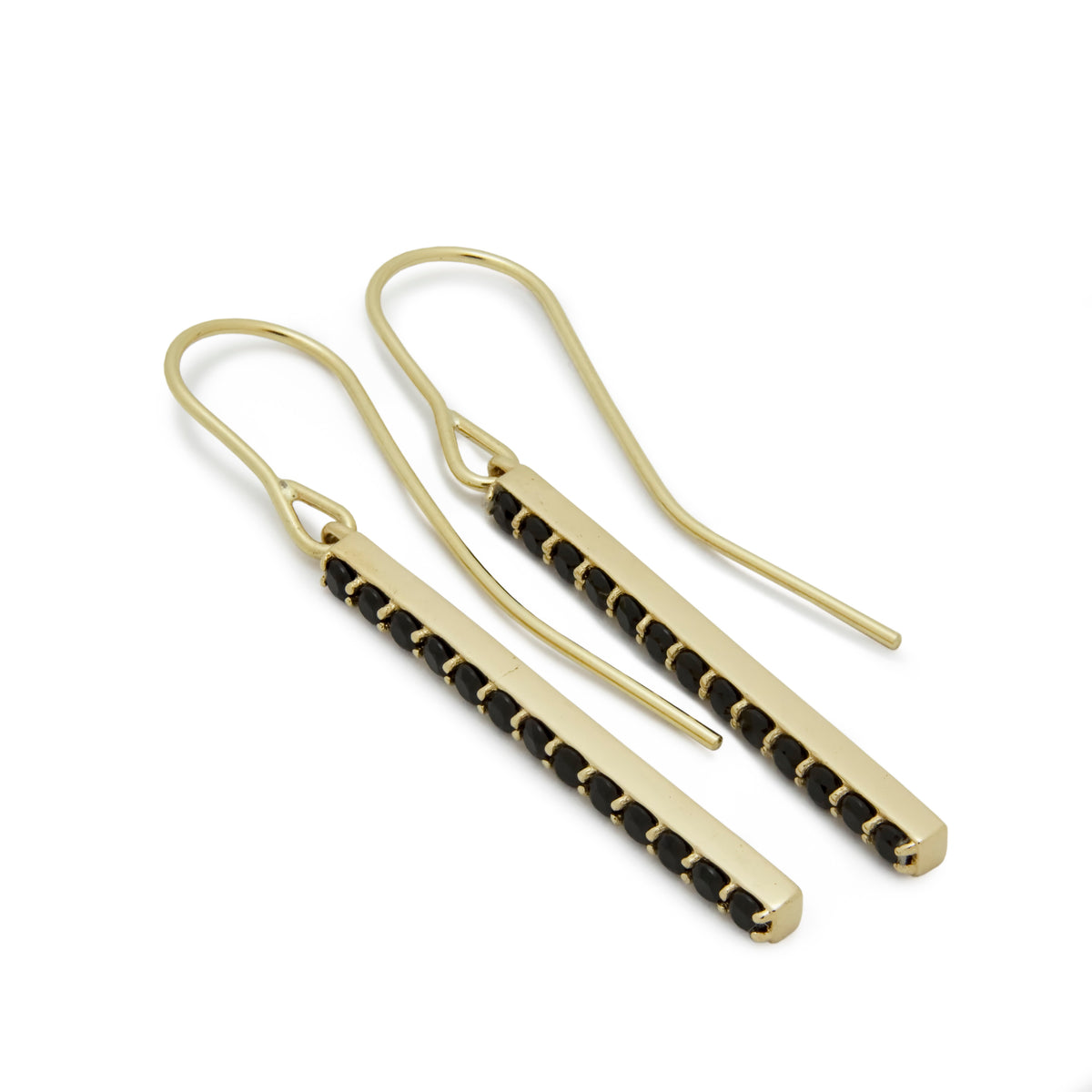 EG2242 Elegant Minimalist Bar Drop Earrings with Black Onyx