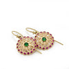 EG2243 Gold Flower Earrings with Emerald and Ruby