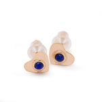 EG7763 Gold Heart Stud Earrings with Lapis Lazuli
