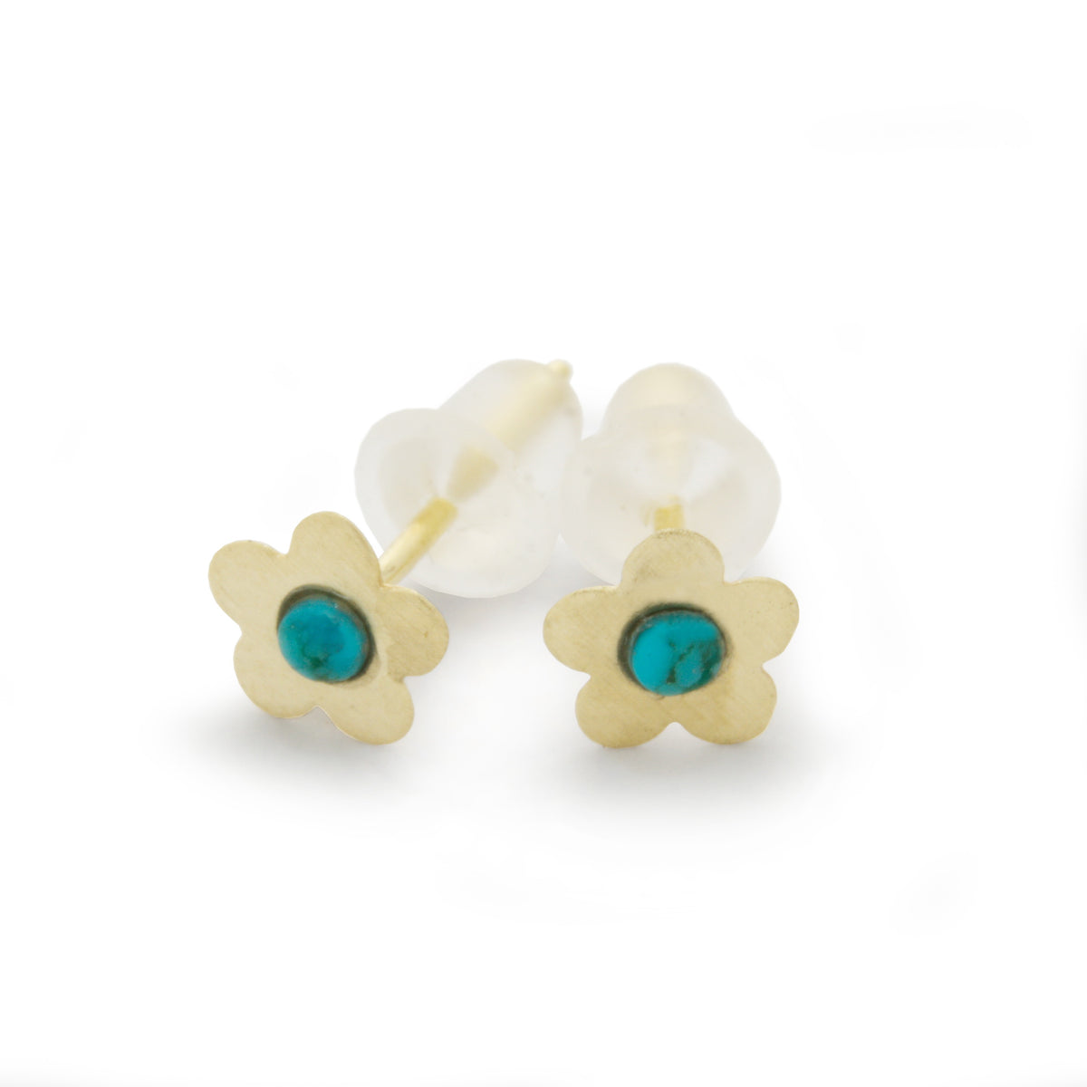 EG7766A Gold Flower Stud earrings with Turquoise