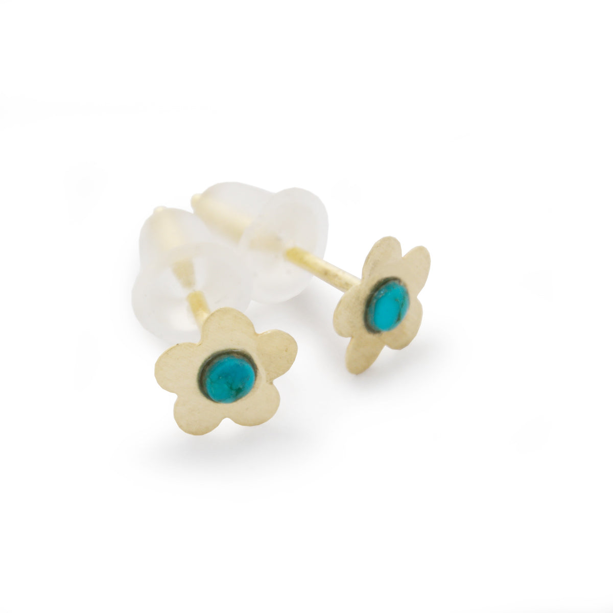 EG7766A Gold Flower Stud earrings with Turquoise