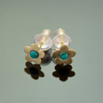 EG7766A Gold Flower Stud earrings with Turquoise