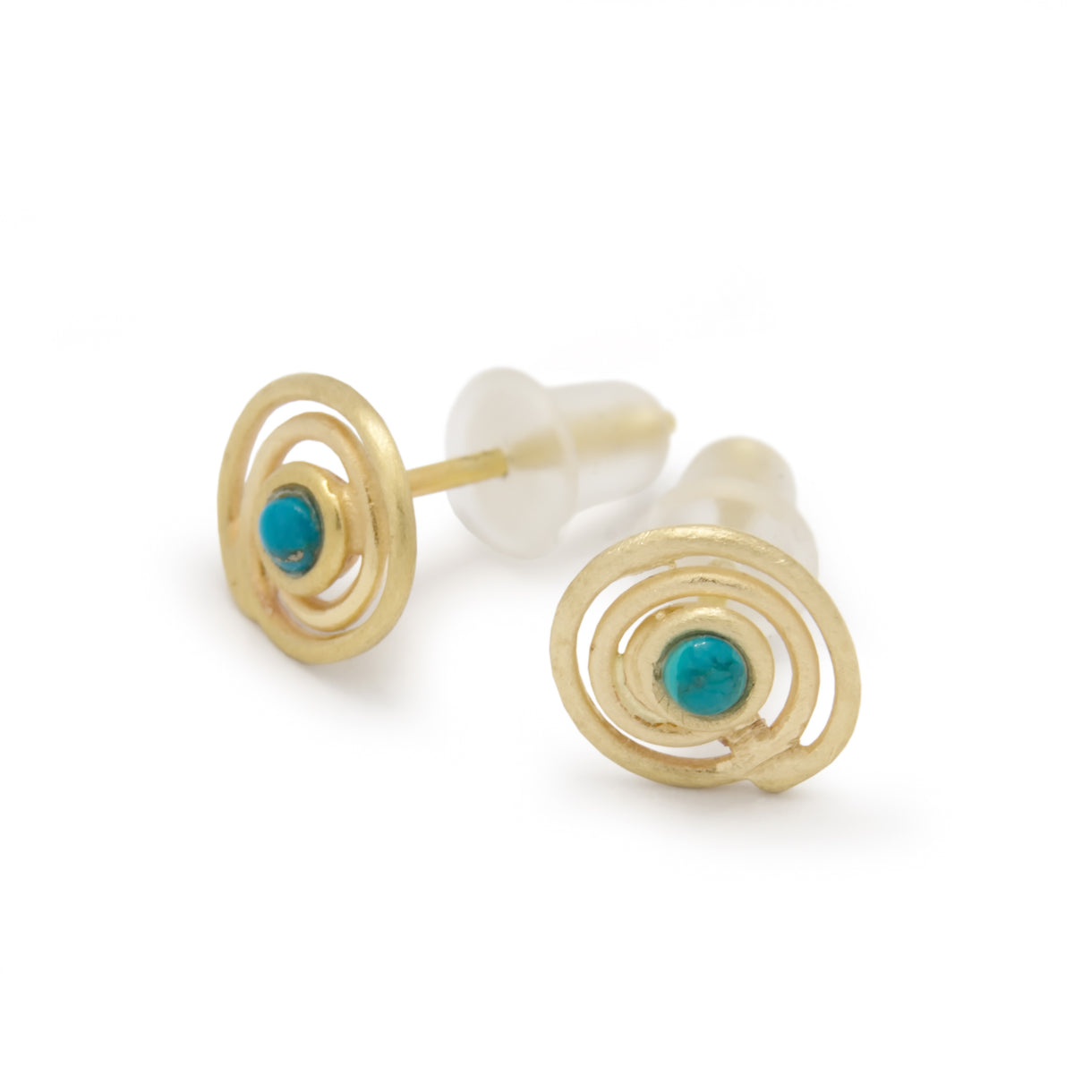 EG7769 Gold Spiral stud earrings with Turquoise