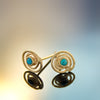 EG7769 Gold Spiral stud earrings with Turquoise