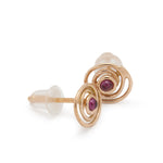 EG7769 Gold Spiral stud earrings with Garnet