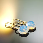 EG7894-2 Gold Dangle Earrings with Faceted Opalite and Tiny Zircons