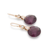 EG7895 Purple Quartz and Gold Earrings with Tiny Pearls