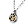 N8980X Rustic necklace with two tone pendant and blue Opal