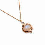 NG0712 Gold Celtic Necklace with Moonstone and Blue Topaz