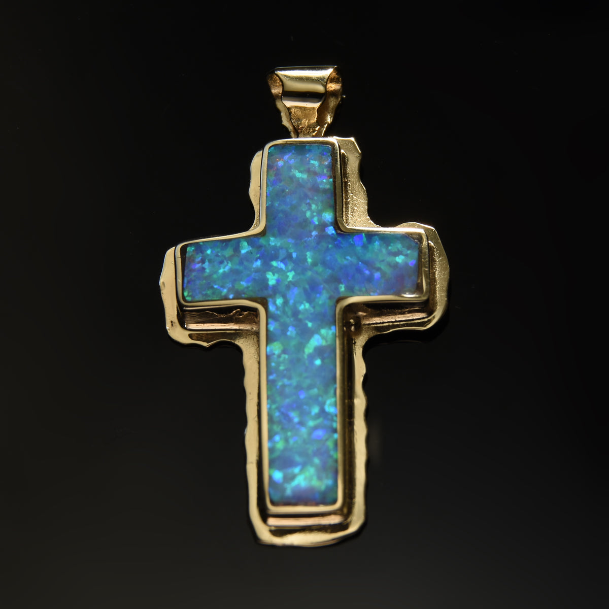 NG0846 Gold Necklace with Opal Cross Pendant