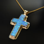 NG0846 Gold Necklace with Opal Cross Pendant