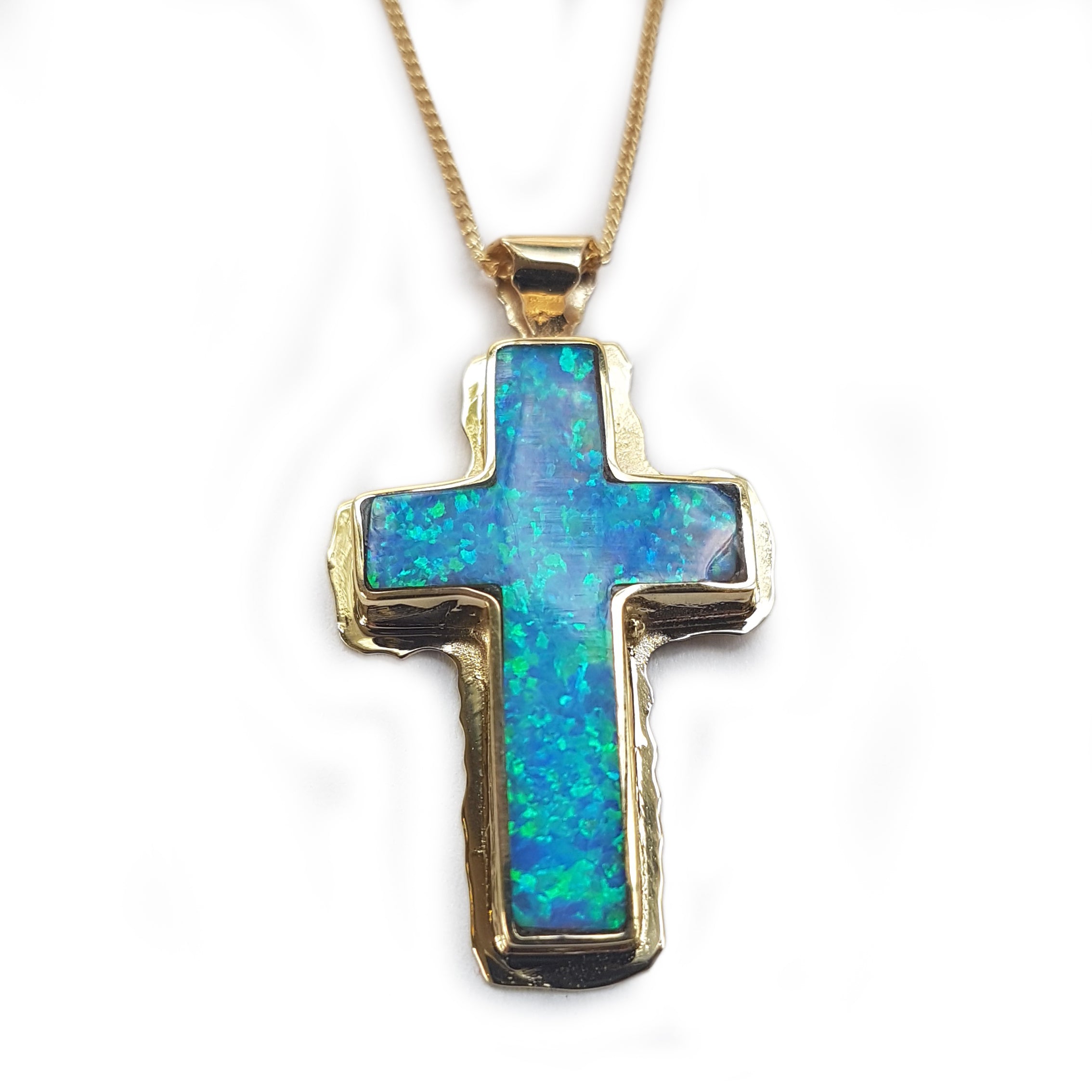 NG0846 Gold Necklace with Opal Cross Pendant – ArtisanEffect
