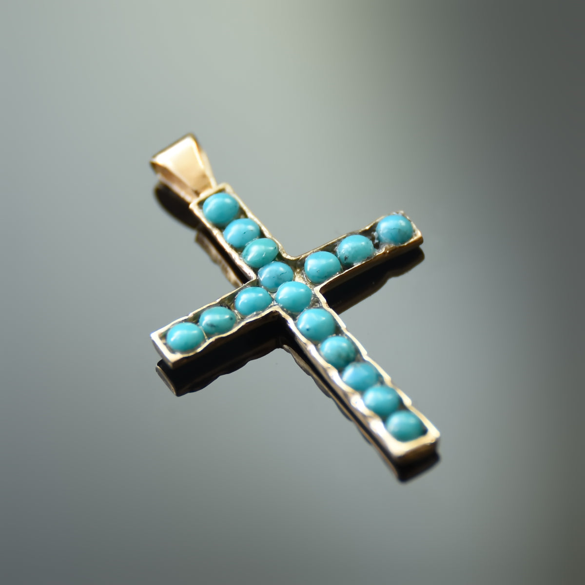 NG0848-1 Turquoise stones Cross gold Necklace