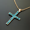 NG0848-1 Turquoise stones Cross gold Necklace