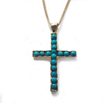 NG0848-1 Turquoise stones Cross gold Necklace