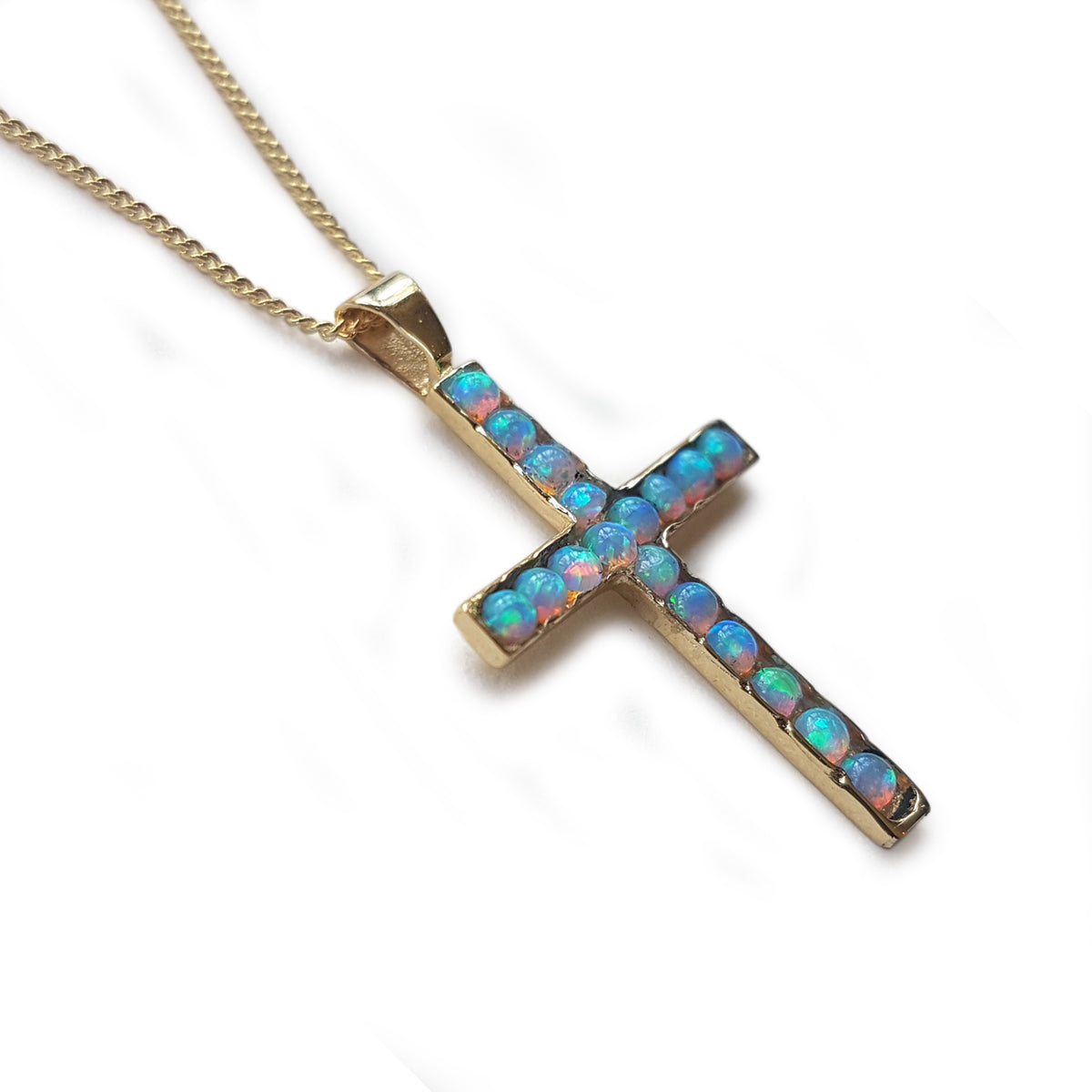 NG0848 Opal stones Cross gold Necklace