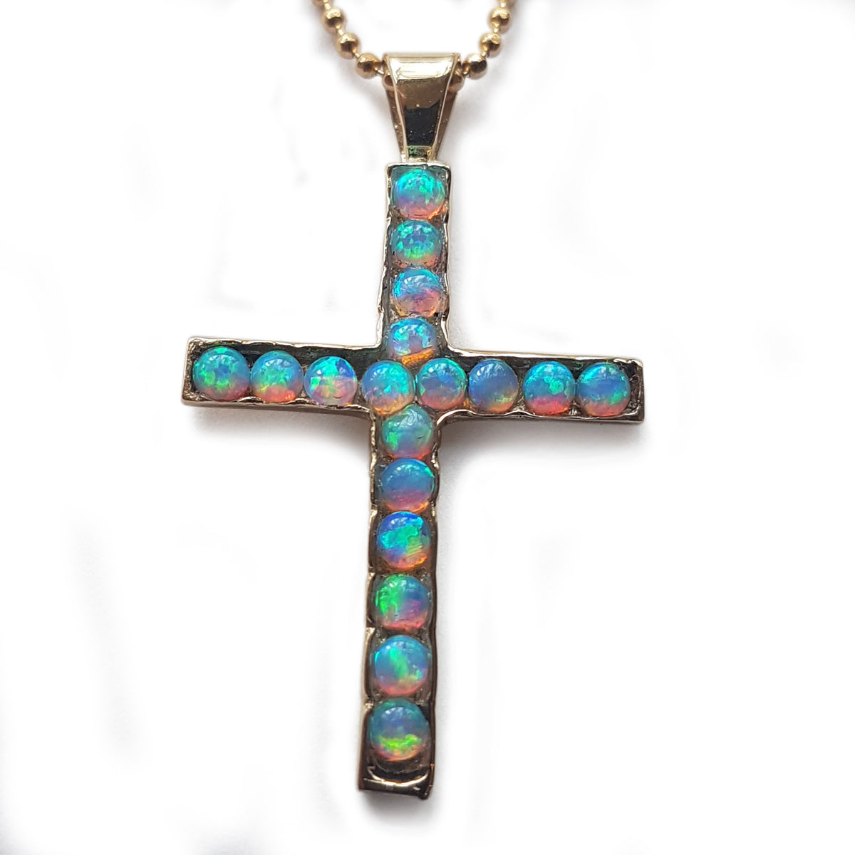 NG0848 Opal stones Cross gold Necklace